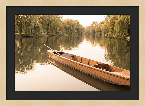 Wooden Punt On Calm River