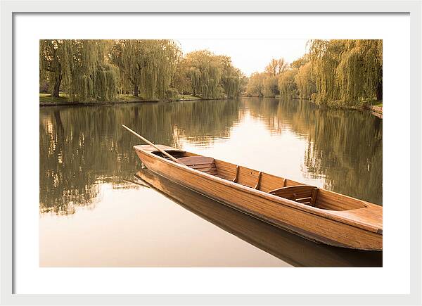 Wooden Punt On Calm River
