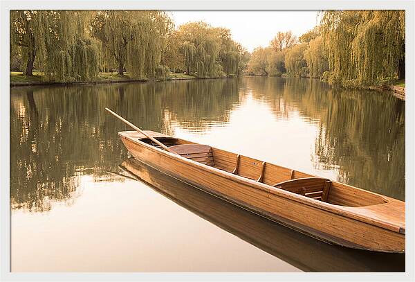 Wooden Punt On Calm River
