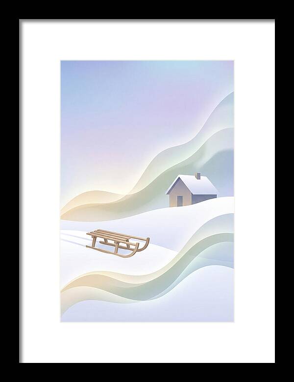 Wooden Sled On Snowy Hill