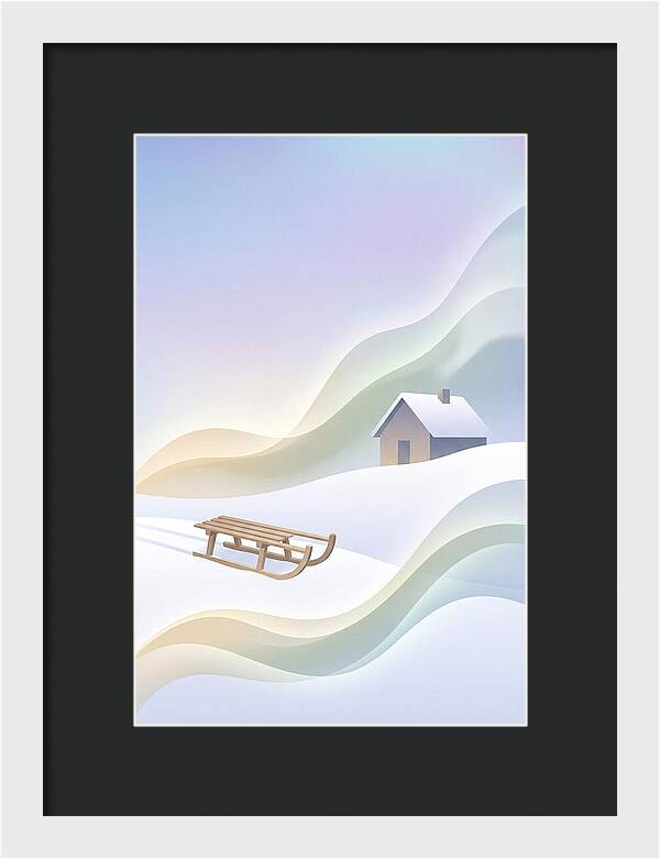 Wooden Sled On Snowy Hill
