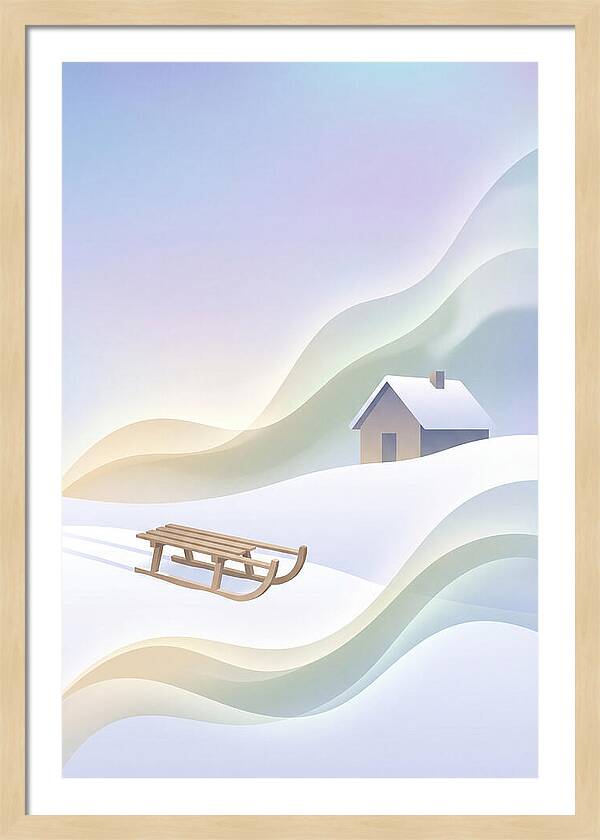 Wooden Sled On Snowy Hill