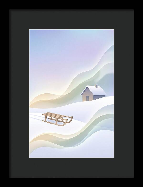 Wooden Sled On Snowy Hill