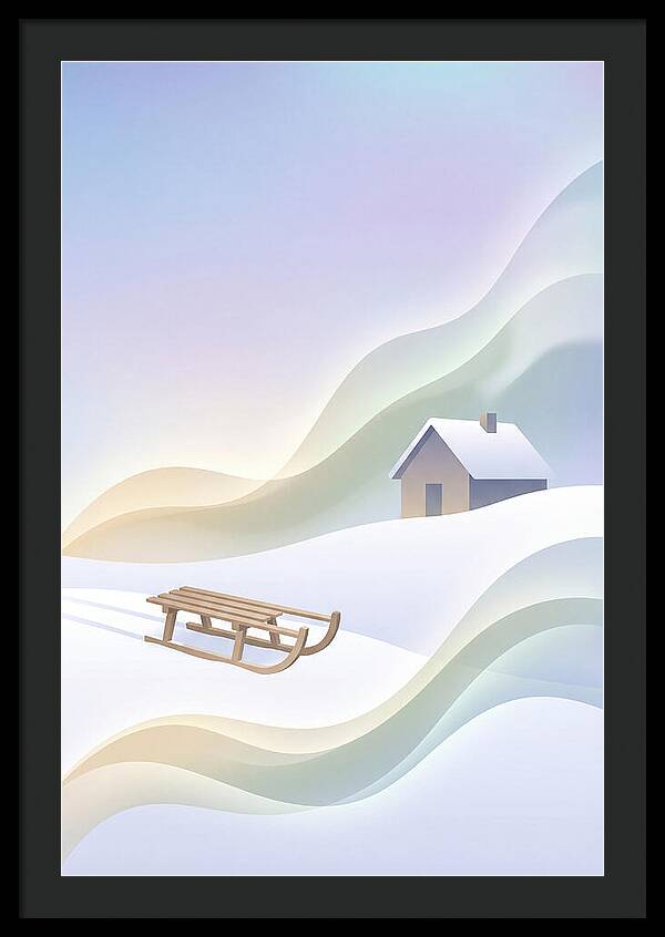 Wooden Sled On Snowy Hill