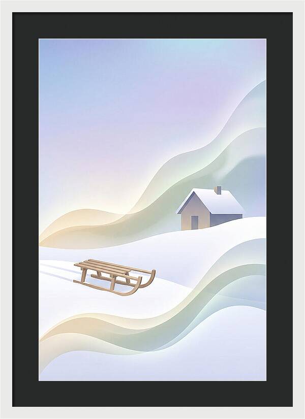 Wooden Sled On Snowy Hill