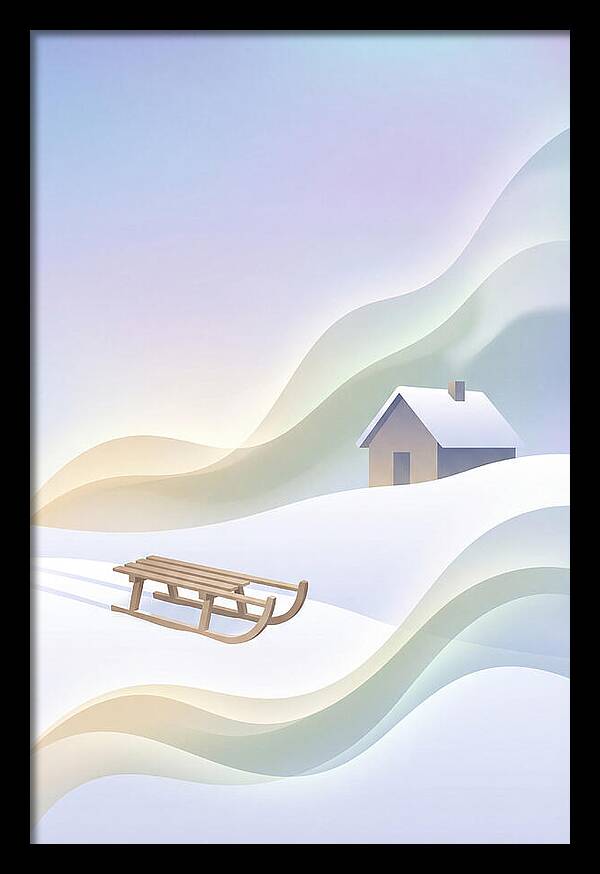 Wooden Sled On Snowy Hill