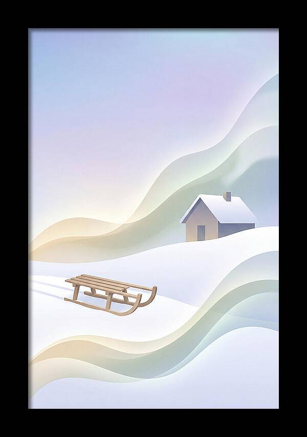 Wooden Sled On Snowy Hill