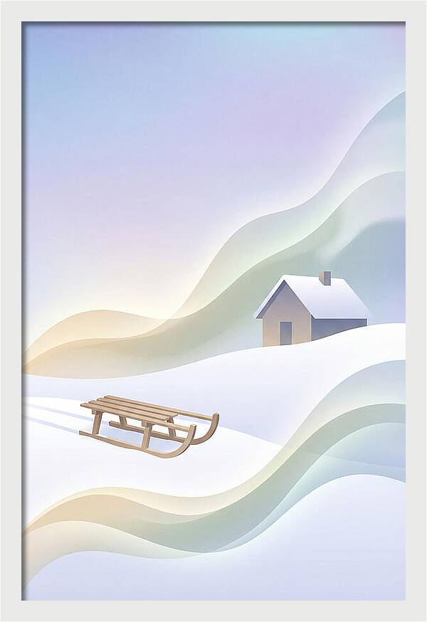 Wooden Sled On Snowy Hill