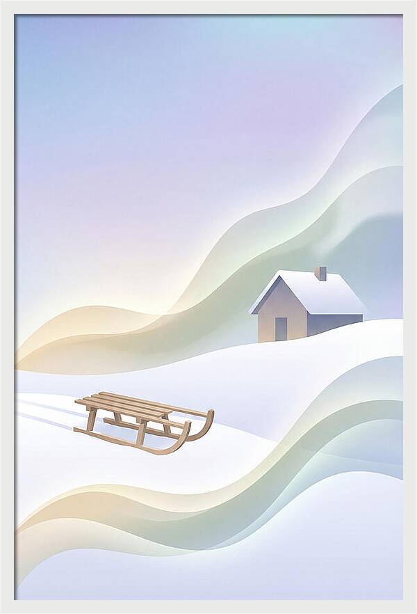 Wooden Sled On Snowy Hill