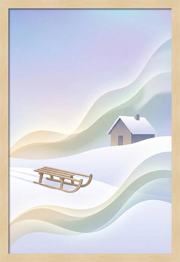 Wooden Sled On Snowy Hill
