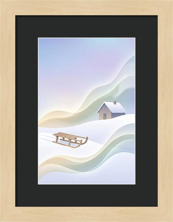 Wooden Sled On Snowy Hill