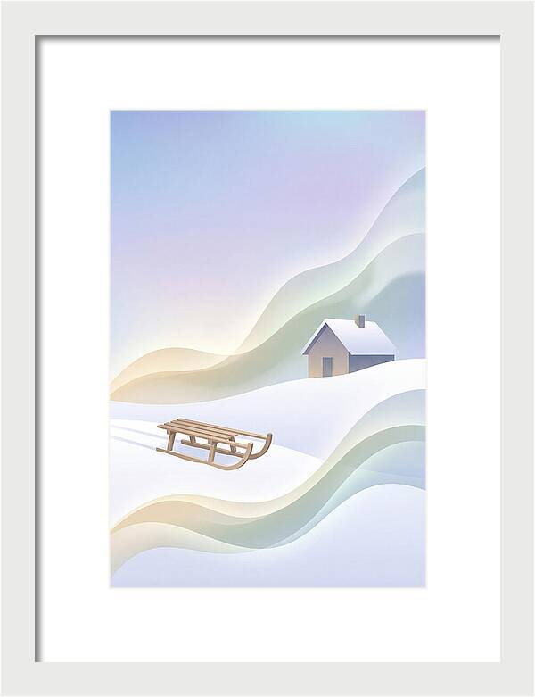 Wooden Sled On Snowy Hill