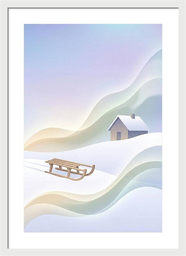 Wooden Sled On Snowy Hill