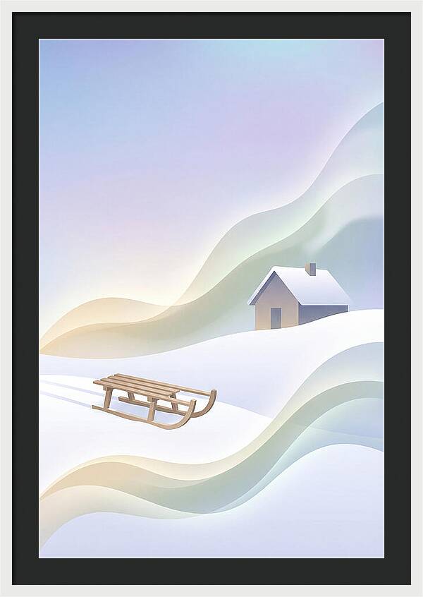 Wooden Sled On Snowy Hill
