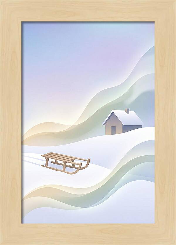 Wooden Sled On Snowy Hill