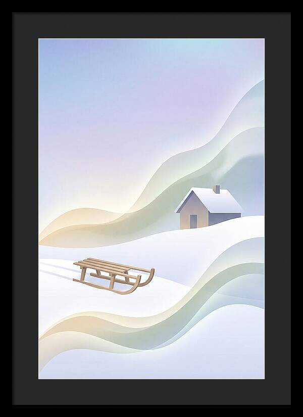 Wooden Sled On Snowy Hill
