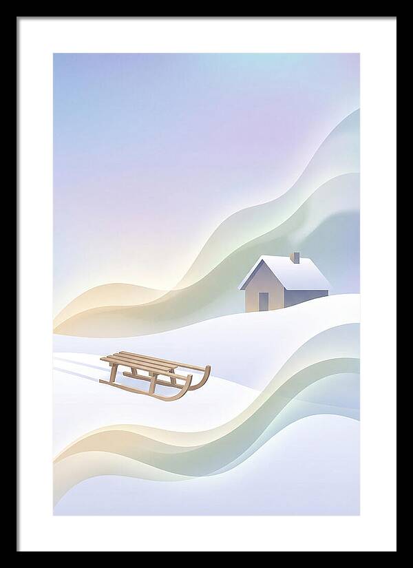 Wooden Sled On Snowy Hill