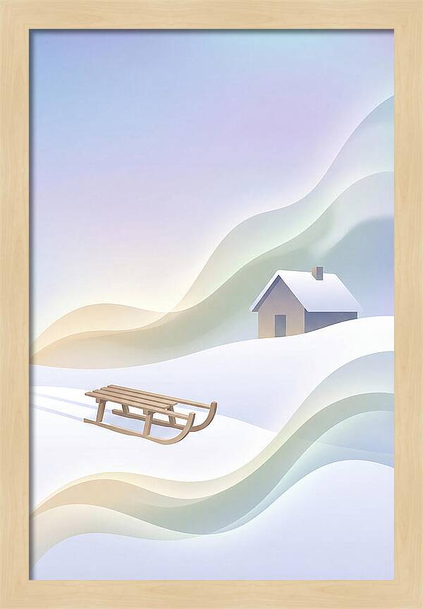 Wooden Sled On Snowy Hill