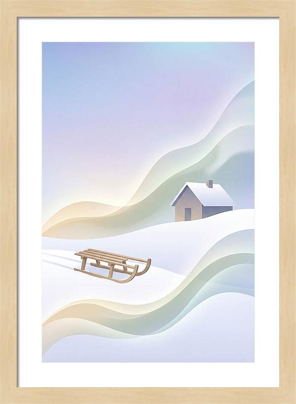 Wooden Sled On Snowy Hill