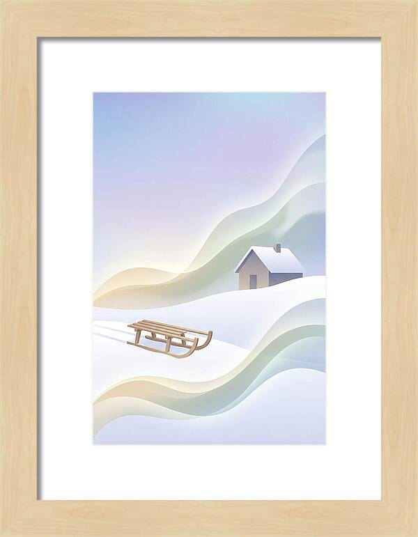 Wooden Sled On Snowy Hill
