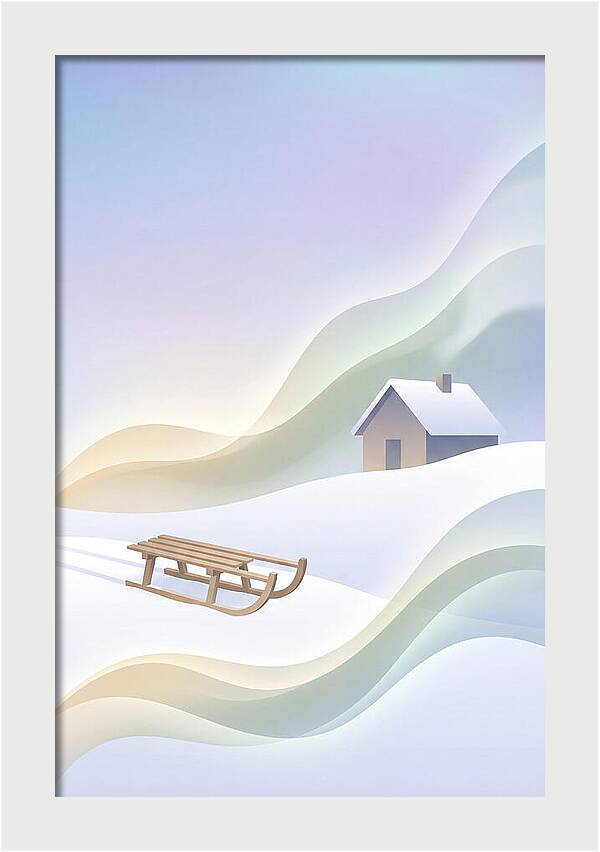 Wooden Sled On Snowy Hill