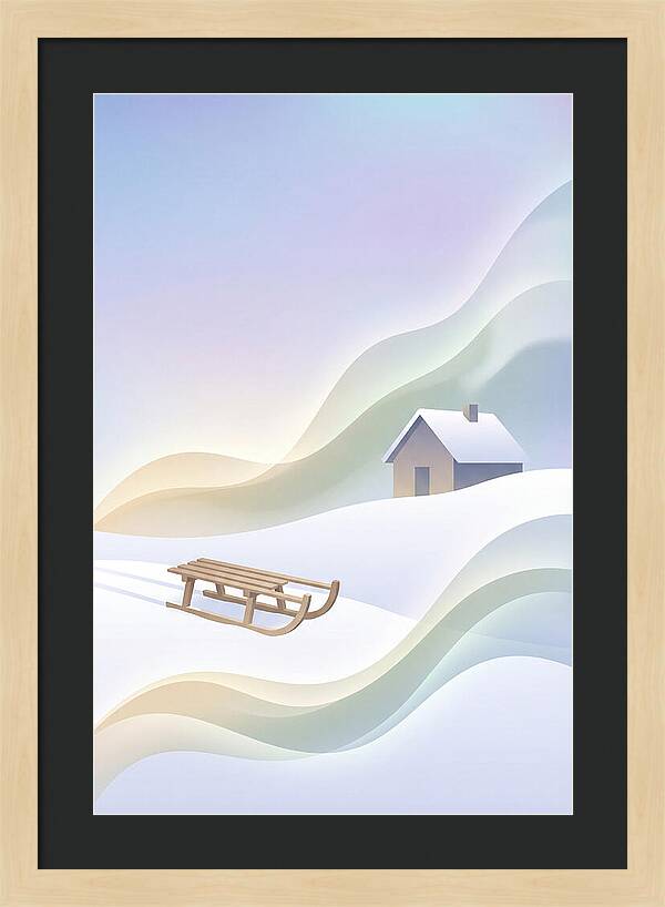 Wooden Sled On Snowy Hill
