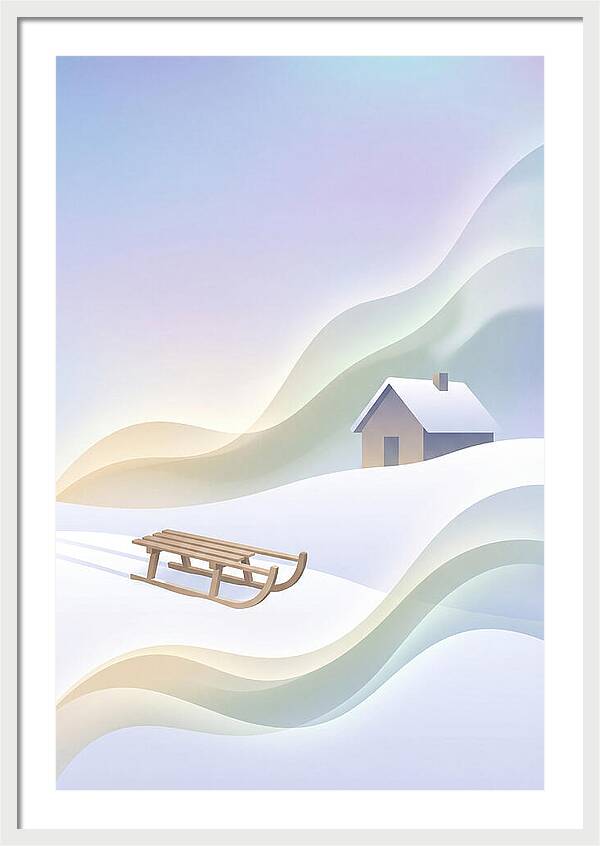 Wooden Sled On Snowy Hill