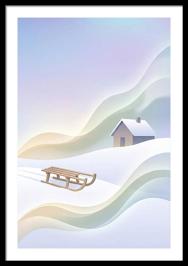 Wooden Sled On Snowy Hill