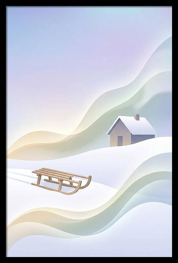 Wooden Sled On Snowy Hill