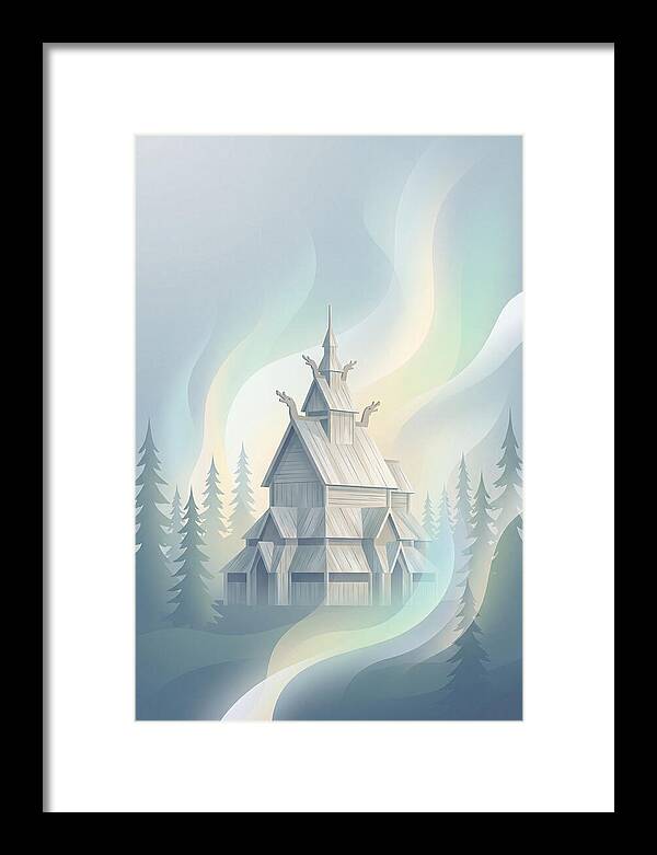 Wooden Stave Church In Mist