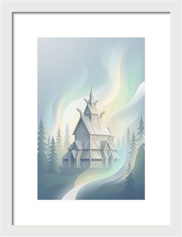 Wooden Stave Church In Mist