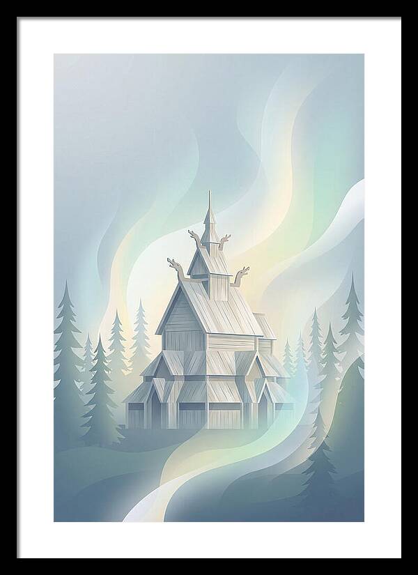 Wooden Stave Church In Mist