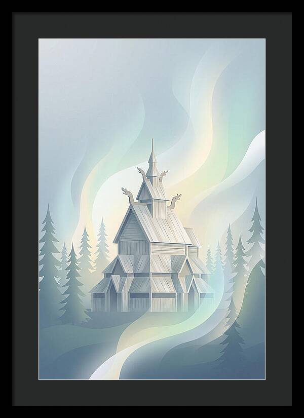 Wooden Stave Church In Mist