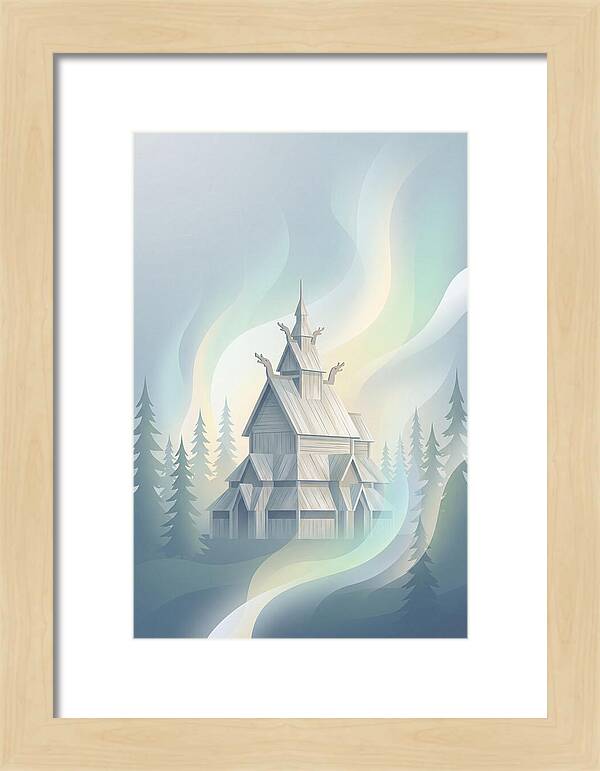 Wooden Stave Church In Mist