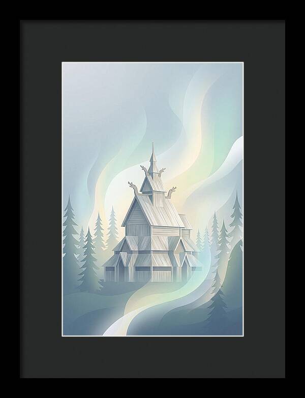 Wooden Stave Church In Mist