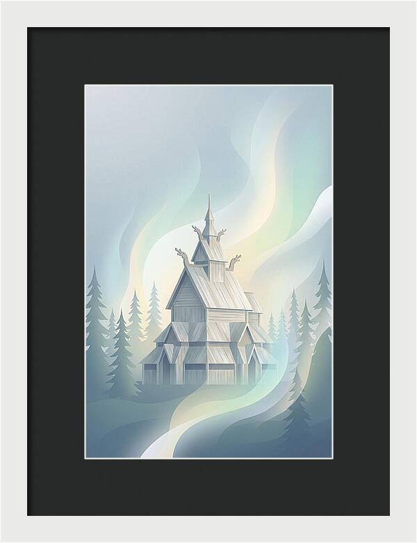 Wooden Stave Church In Mist