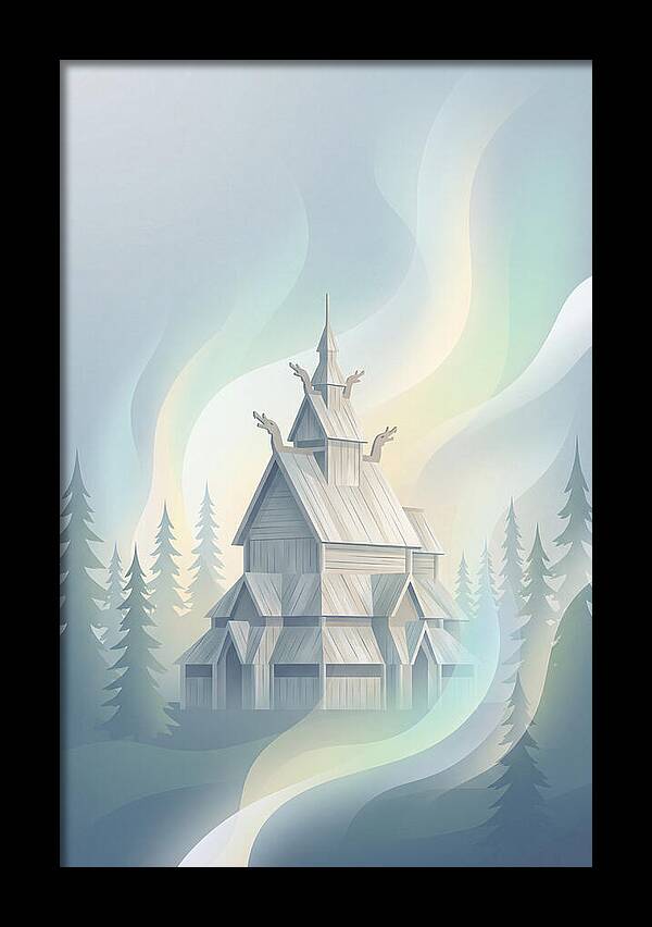 Wooden Stave Church In Mist