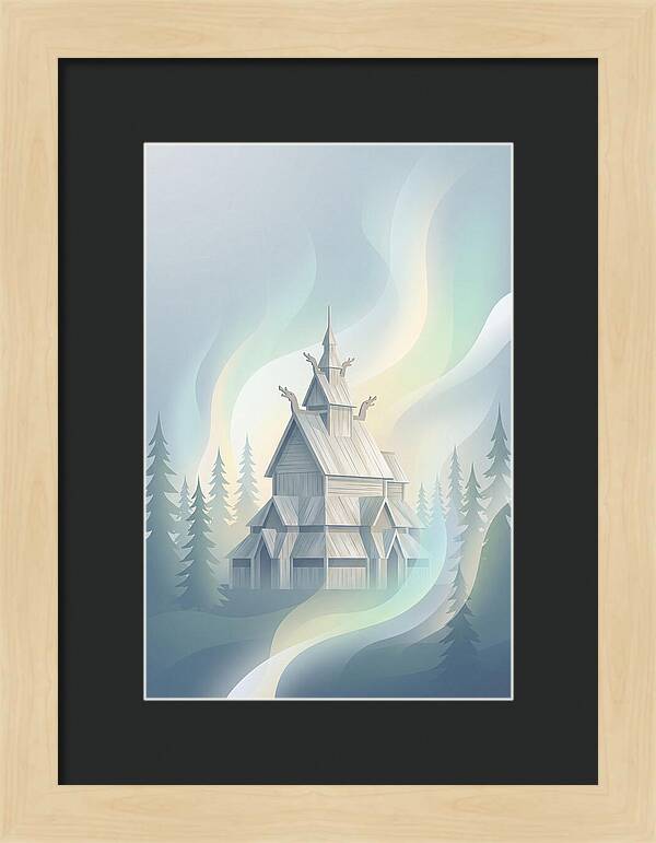 Wooden Stave Church In Mist