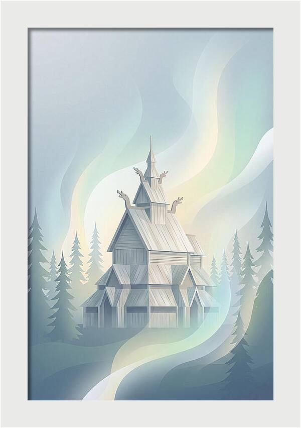 Wooden Stave Church In Mist