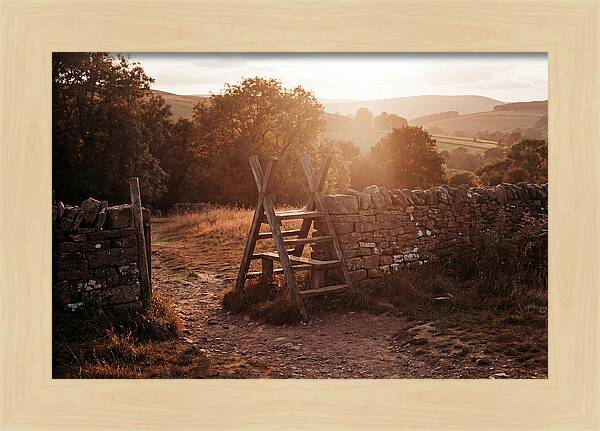 Wooden Stile At Sunset
