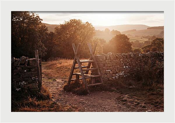 Wooden Stile At Sunset