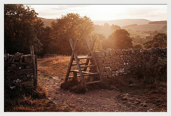 Wooden Stile At Sunset