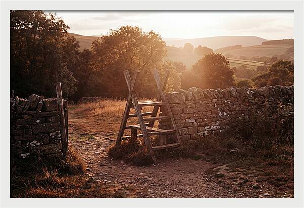 Wooden Stile At Sunset