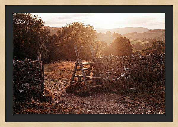 Wooden Stile At Sunset