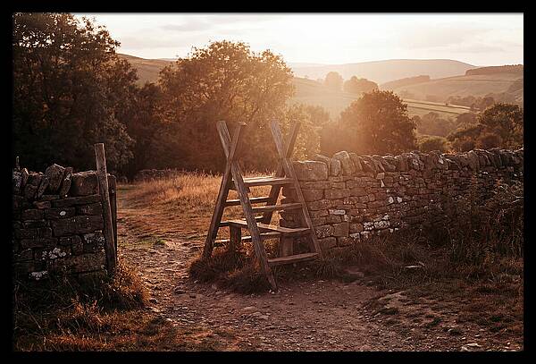 Wooden Stile At Sunset