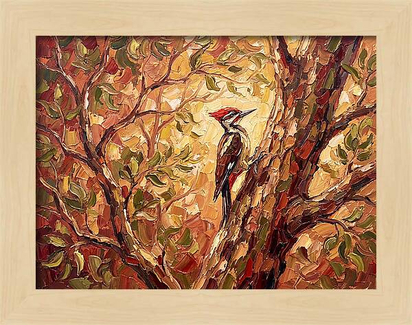 Woodpecker Among Golden Leaves