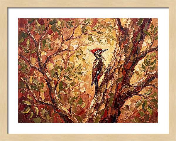 Woodpecker Among Golden Leaves