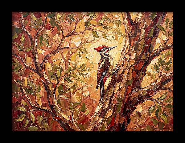 Woodpecker Among Golden Leaves