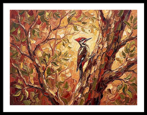 Woodpecker Among Golden Leaves