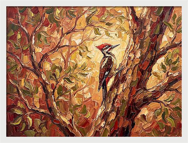 Woodpecker Among Golden Leaves